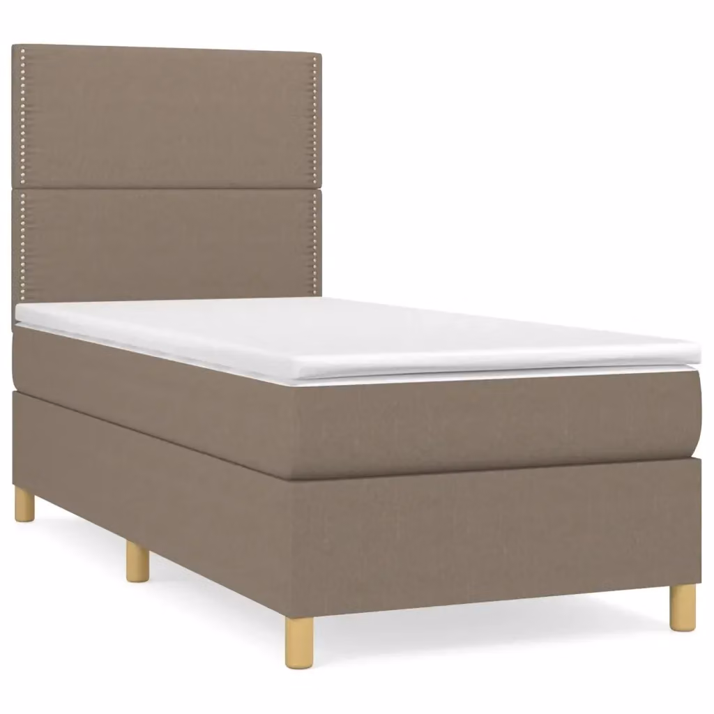 Letto Ibrido Moderno vidaXL con Materasso in Tessuto Beige, Bianco e Marrone L/P/H: 193 x 90 x 128 cm – 2