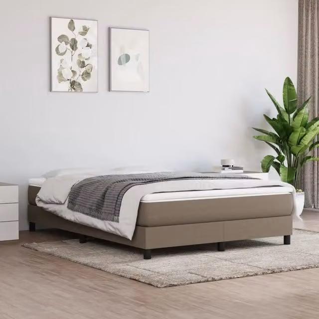 Letto Ibrido con Materasso vidaXL in Tessuto Beige e Bianco L/P/H: 160 x 200 x 25 cm