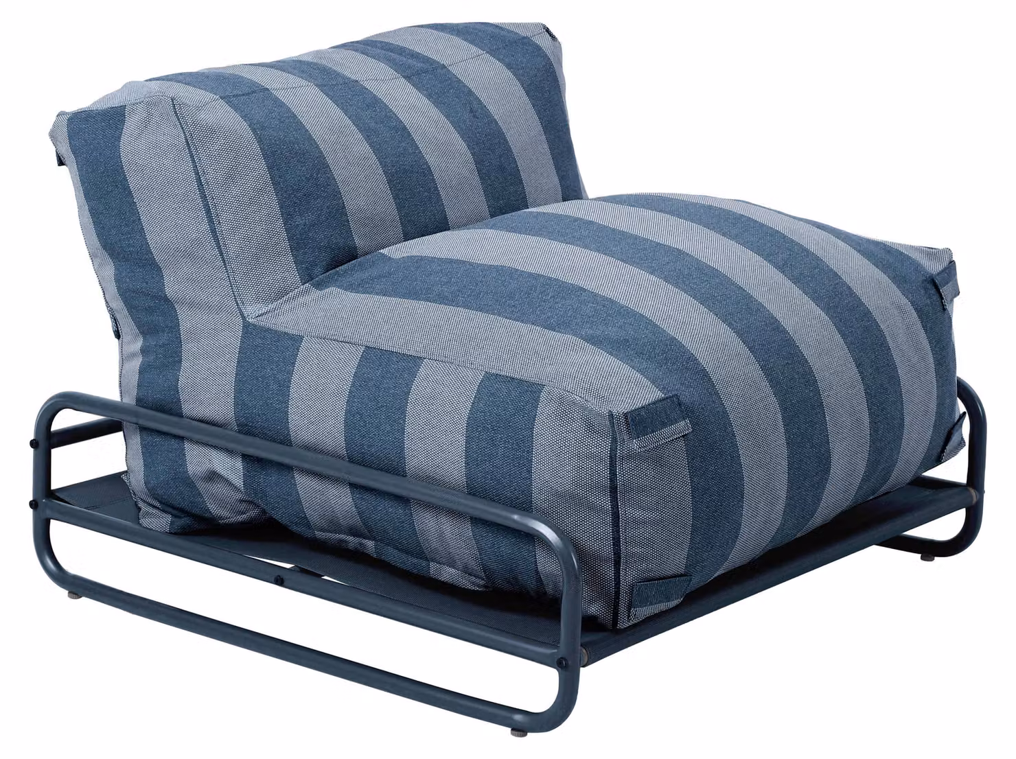Poltrona da giardino modulare a righe con struttura blu Pacifico - Oviala Mixi