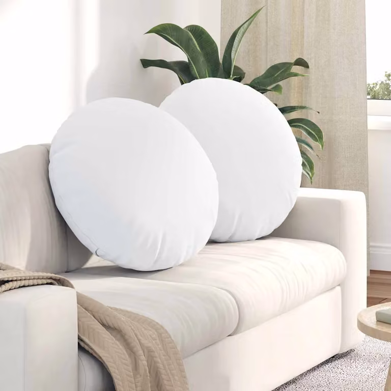 Set di 2 cuscini per seduta rotondi vidaXL in tessuto bianco Ø60 x 21 cm