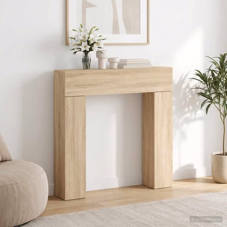 Cornice per camino moderna vidaXL in legno Rovere Sonoma, colore marrone/beige, L: 102 cm, P: 18 cm, H: 100,5 cm