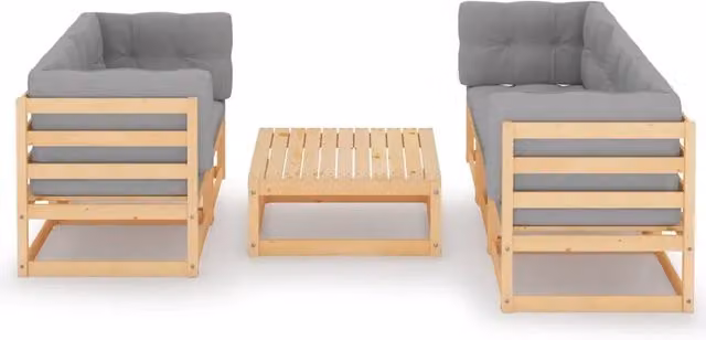 Set Divani da Giardino 6 pz con Cuscini Legno Massello di Pino 3076379