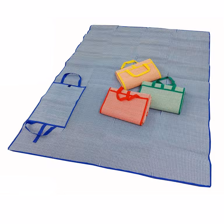 Stuoia da mare ripiegabile Vestiamo Casa Mare con tasca, modello a righe blu, L: 180 cm, P: 150 cm