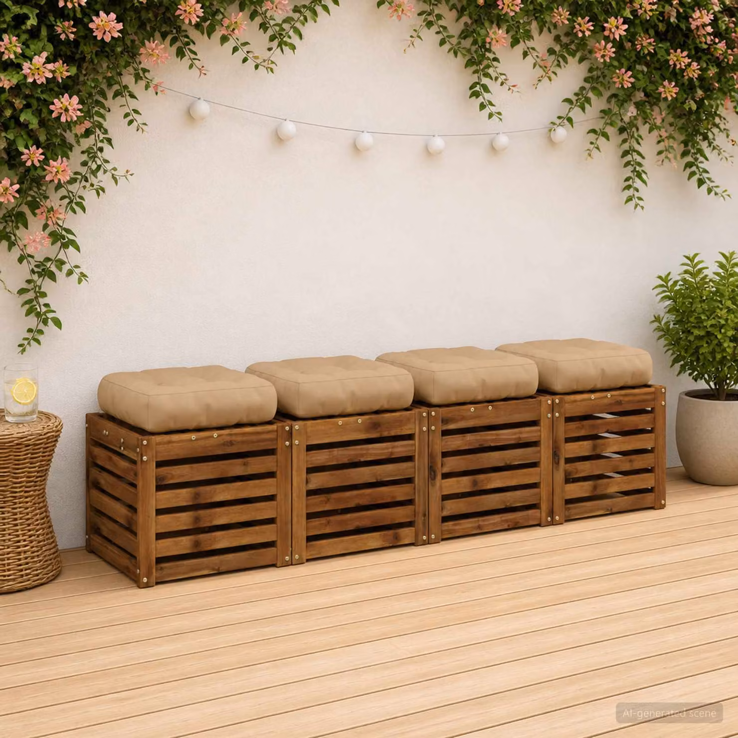 Set di 4 cuscini per sedia vidaXL VIANEN in poliestere con imbottitura in schiuma, colori sabbia, marrone e beige
