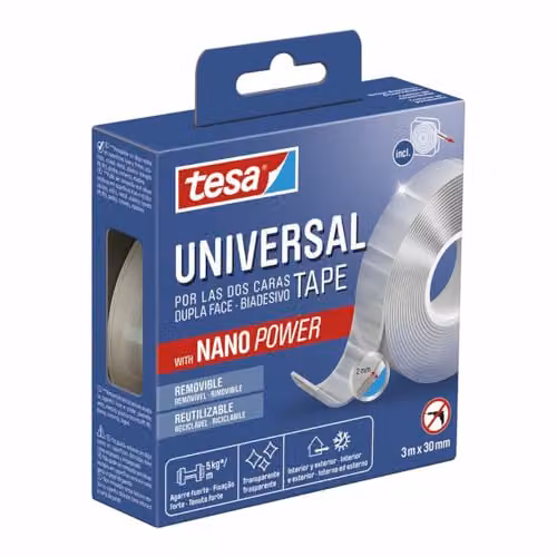 Tesa Nastro Biadesivo Trasparente Nano Power 3x300 cm Interni Esterni
