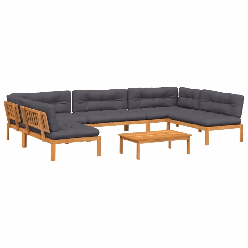 Set Divano da Giardino a L con Tavolino vidaXL in Legno di Acacia con Cuscini Grigio Antracite – 2