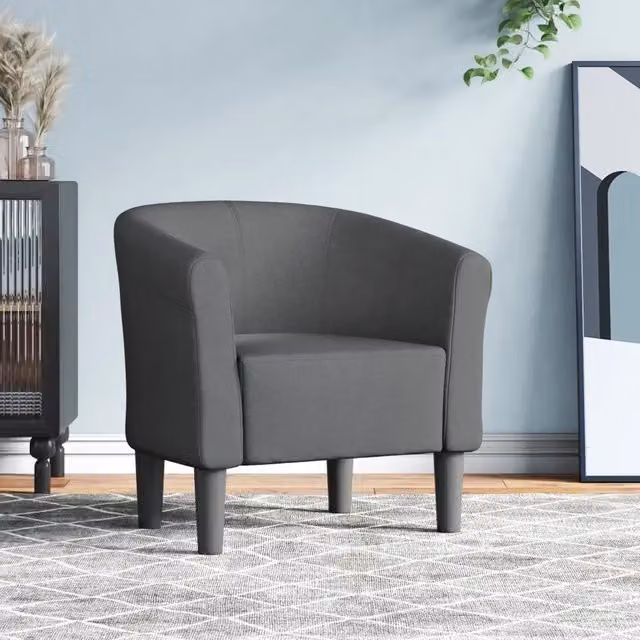 Poltrona moderna vidaXL in tessuto grigio con braccioli e struttura in legno e plastica