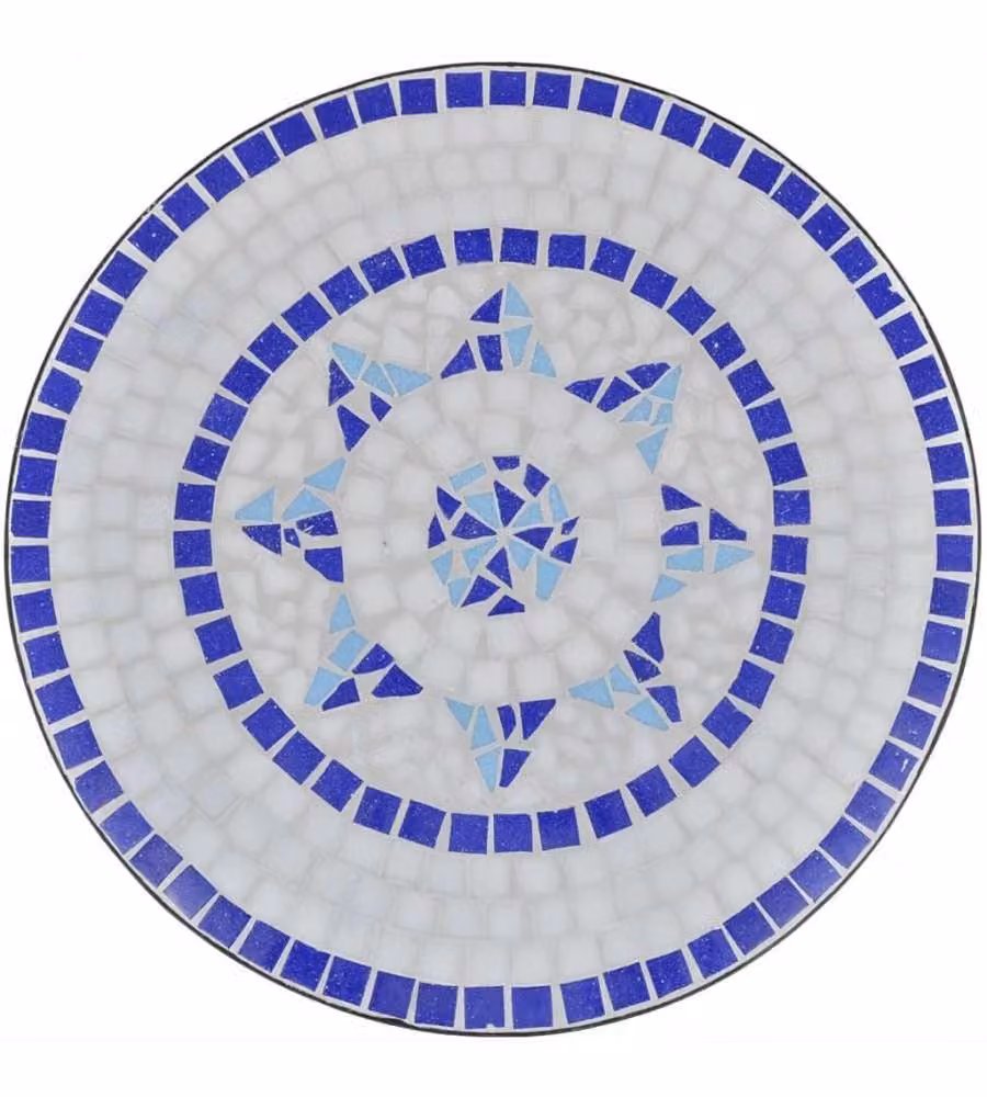 Tavolo da Bistrot Blu e Bianco 60 cm a Mosaico