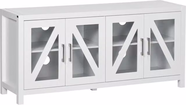 Mobile TV Xylo con 4 ante in vetro bianco L: 130 cm, P: 35 cm, H: 60 cm