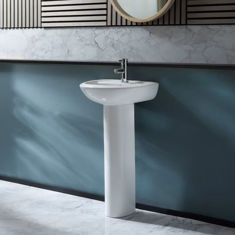 Lavabo Moderno su Colonna da 450mm - (1 foro per la Rubinetteria)