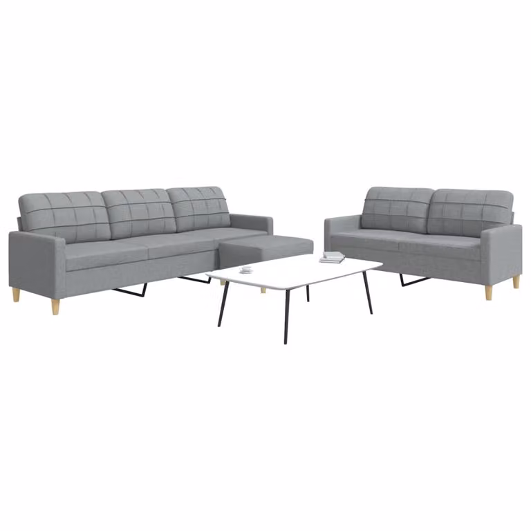 Maison Exclusive - Set divano a 3 pezzi con poggiapiedi in tessuto grigio chiaro