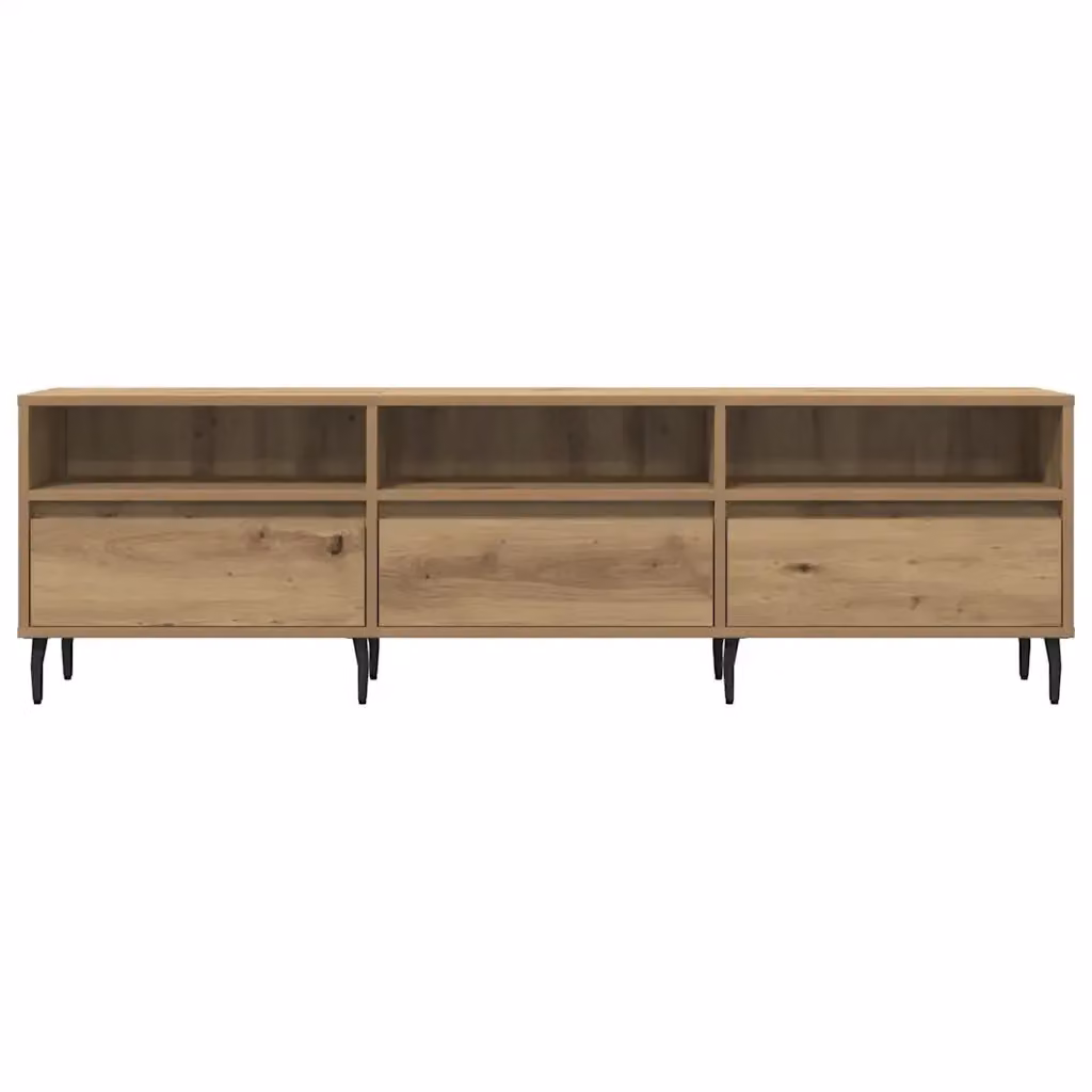 Mobile TV moderno HELLOSHOP26 in rovere color marrone con vani contenitori per soggiorno o camera da letto L: 150 cm, P: 30 cm, H: 44,5 cm – 2