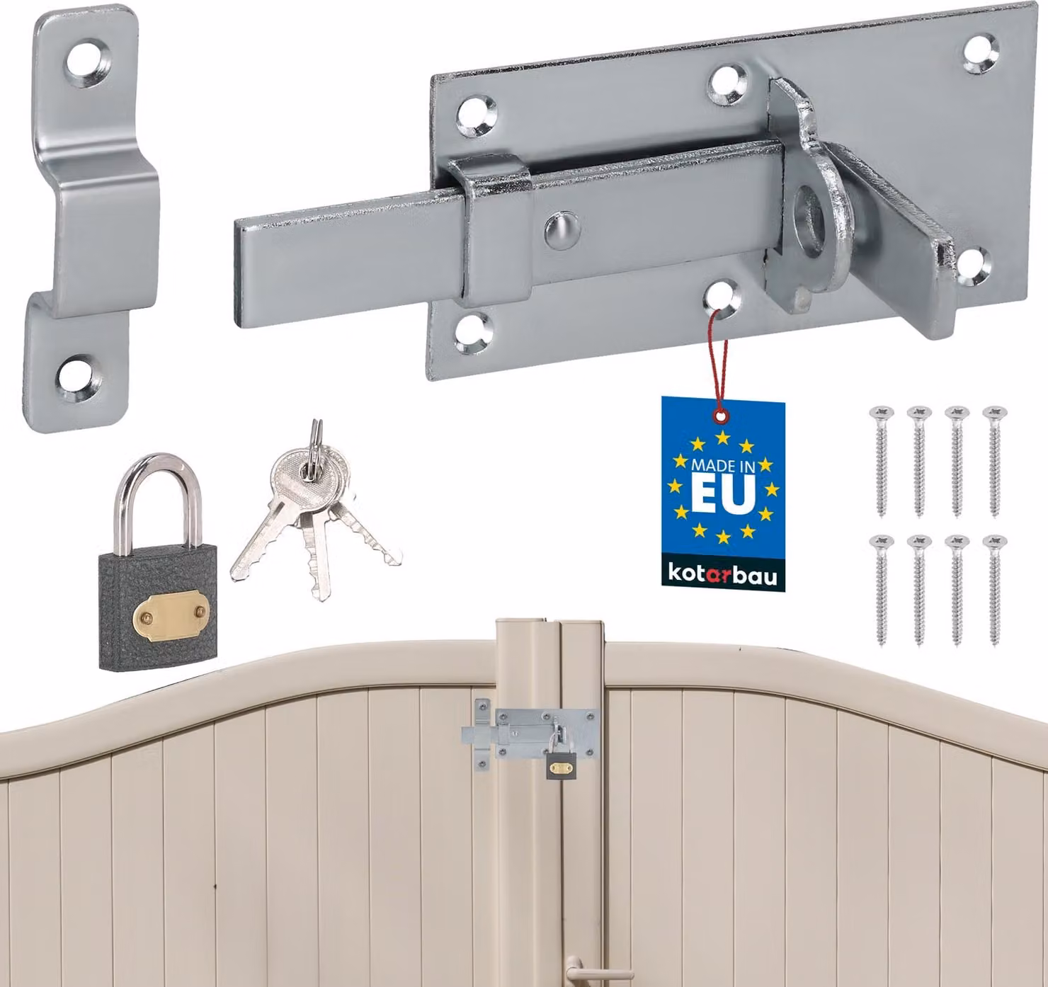 KOTARBAU® Catenaccio universale con lucchetto Catenaccio in acciaio 50 x 100 mm dritto per porte Cancelli Catenaccio per cancelli da giardino Catenaccio per cancelli da giardino Scrocco per cancelli da giardino Catenaccio per porte Catenaccio scorrevole b