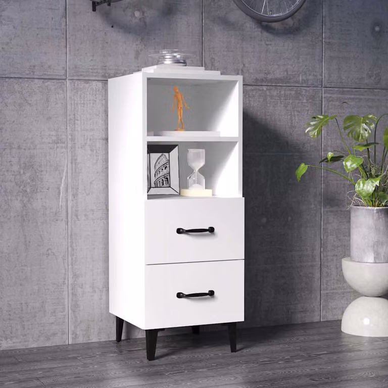 Credenza bianca vidaXL in legno e MDF da appendere a parete L: 34,5 cm, P: 34 cm, H: 90 cm