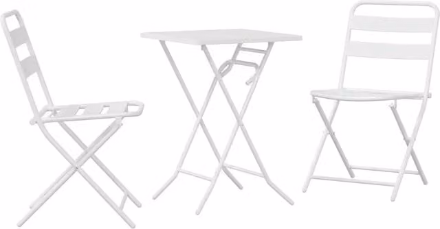 Set Bistro da Giardino 3 pz Bianco in Acciaio Inox con Piano Pieghevole – 1