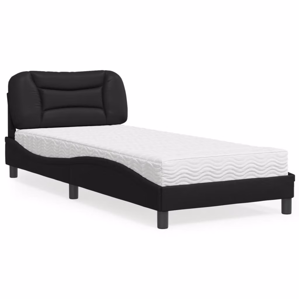 Letto con Materasso Hvar vidaXL in Similpelle Nero 90x200 cm – 1