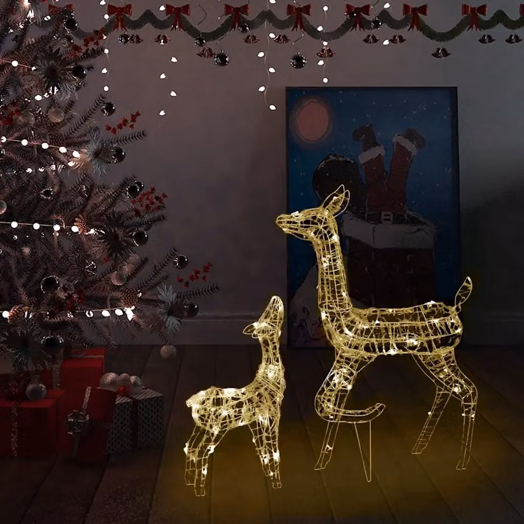 Famiglia di Renne di Natale in Acrilico Trasparente con 160 LED Bianco Caldo CFW5141196 – 2