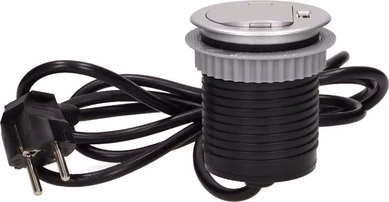 Presa da incasso ORNO OR-AE-1373 230V + USB ricaricabile, argento, cavo 1,8m