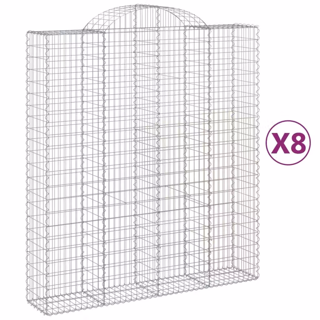 Cesti Gabbioni ad Arco 8 pz 200x50x220/240 cm Ferro Zincato