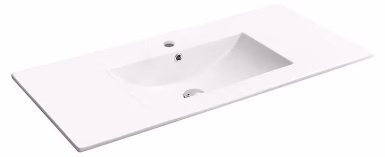 CERANO - Lavabo in Vetroceramica Elory - da incasso - bianco lucido - 120x46,5 cm