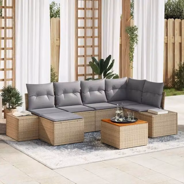 Set Divano da Giardino 7 pz beige e grigio chiaro 3356649