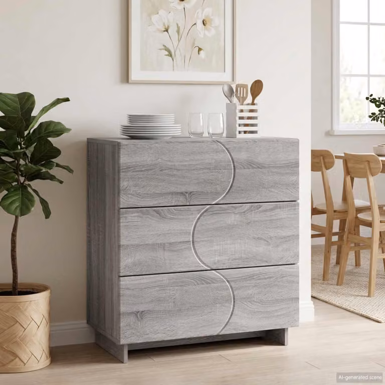Credenza moderna vidaXL in legno ingegnerizzato color grigio, L 70 cm x P 38 cm x H 75 cm