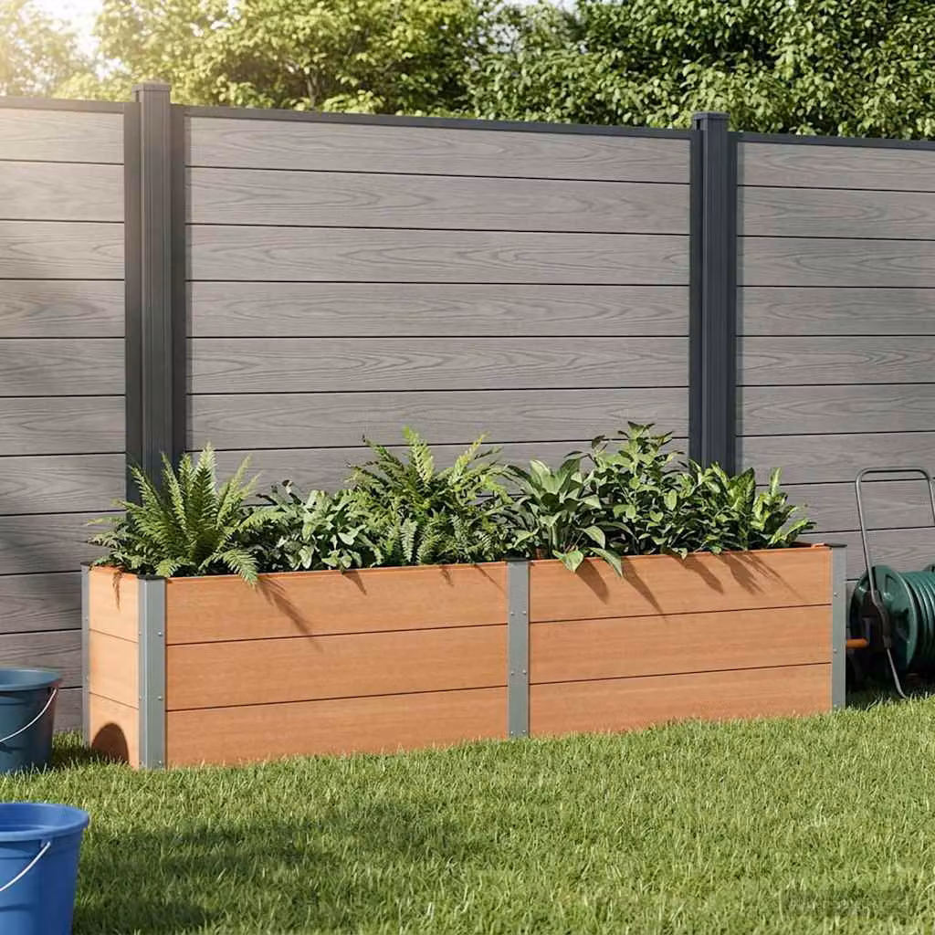Letto rialzato da giardino vidaXL in WPC e alluminio, Marrone, L: 250 cm, P: 50 cm, H: 54 cm