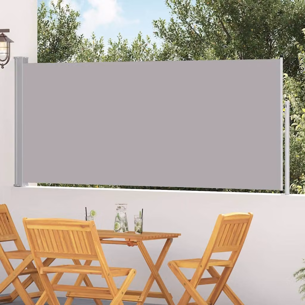 Tenda da Sole Laterale Retrattile vidaXL in Poliestere e Acciaio, Grigia, L: 314 cm, H: 117 cm