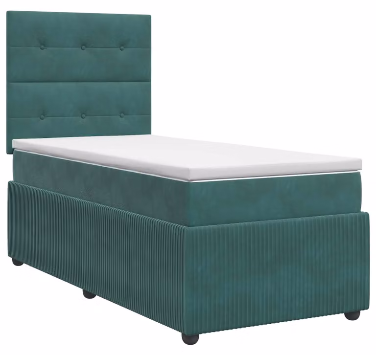 Letto a molle con materasso verde scuro 100 x 200 cm in velluto