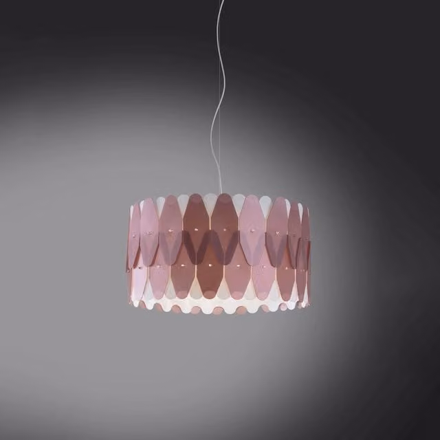 Lampada a sospensione moderna Amanda Polilux Linea Zero, colore rosa e cromo, diametro: 40 cm, attacco E27