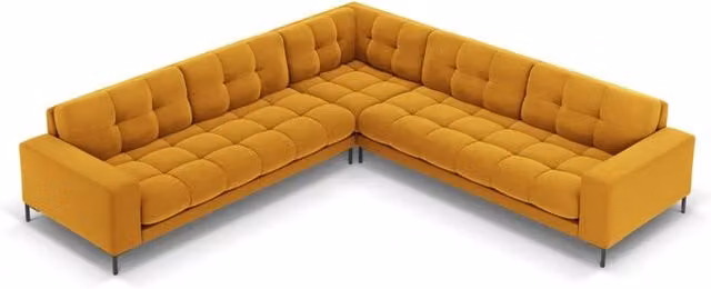 Divano angolare reversibile Bali Cosmopolitan Design in velluto giallo da 6 posti per il tuo living room L: 256 cm, P: 93 cm, H: 75 cm – 1
