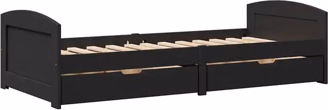 Letto singolo | Letto per adulti | Dormeuse con 2 Cassetti senza Materasso Nero 90x200 cm IRUN