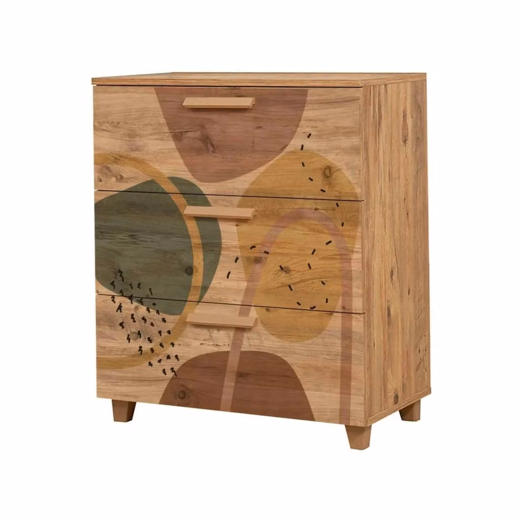 Cassettiera DMORA in legno color quercia per camera da letto o soggiorno, L: 80 cm, H: 95 cm – 2