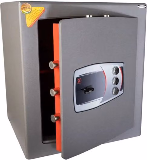 Cassaforte a mobile Technomax DMD/7 in acciaio grigio con apertura a chiave e combinazione, L/P/H: 49 x 40 x 43 cm