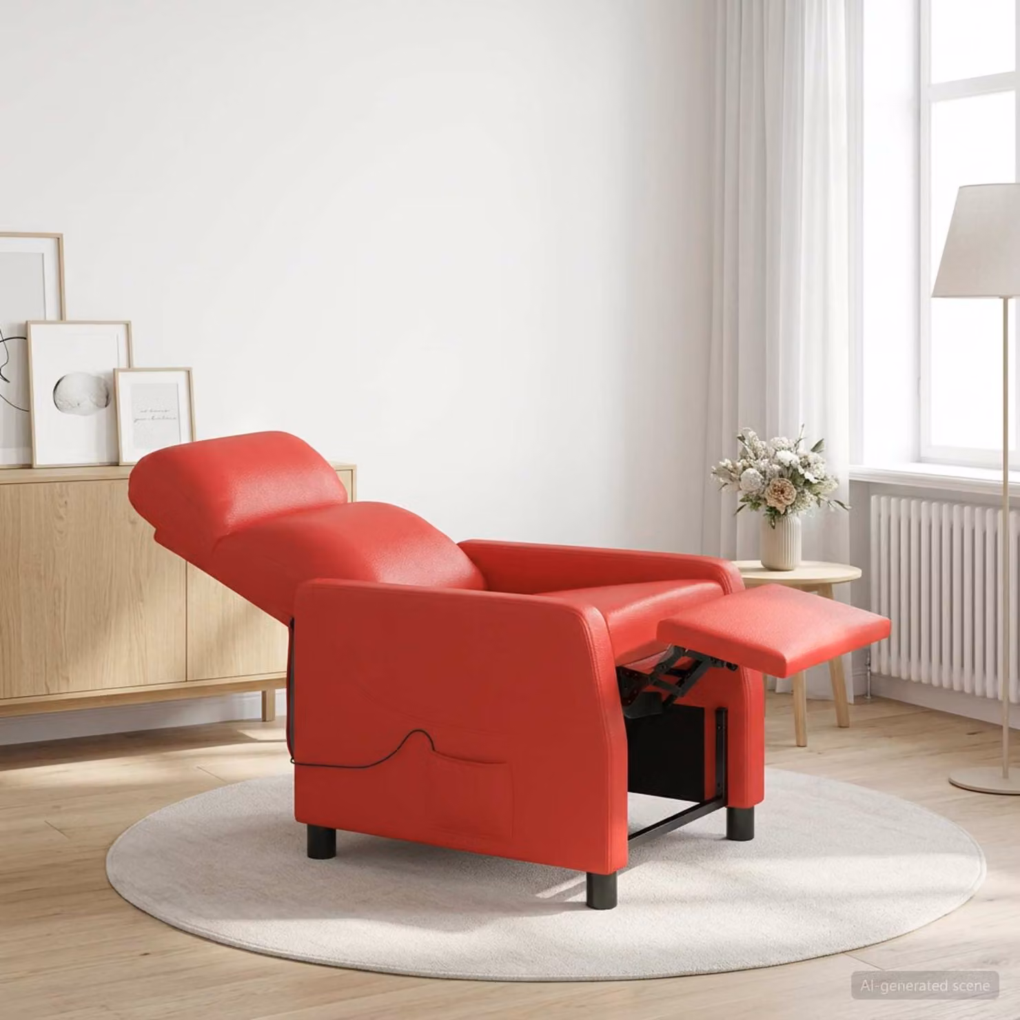 Poltrona relax reclinabile vidaXL in similpelle rossa con braccioli e imbottitura in schiuma