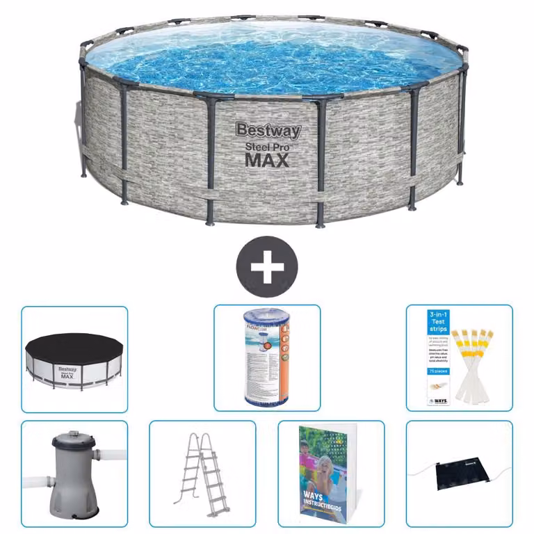Bestway Steel Pro MAX, piscina in acciaio, forma rotonda - 427x122 cm - composta da 6 parti, modello S619