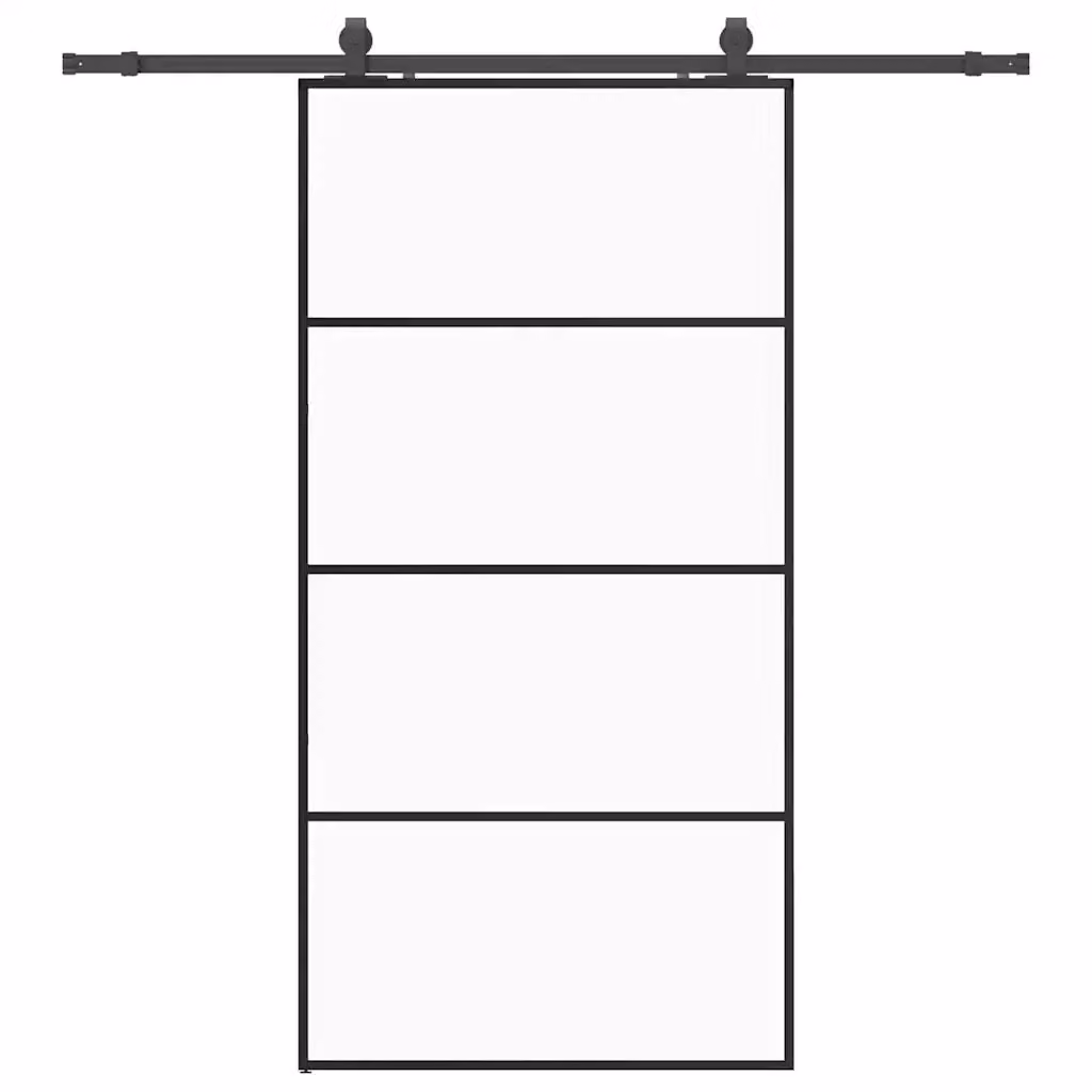 Porta Scorrevole Moderna VIDAXL in Vetro Trasparente con Telaio in Alluminio Nero L: 102,5 cm, H: 205 cm – 2
