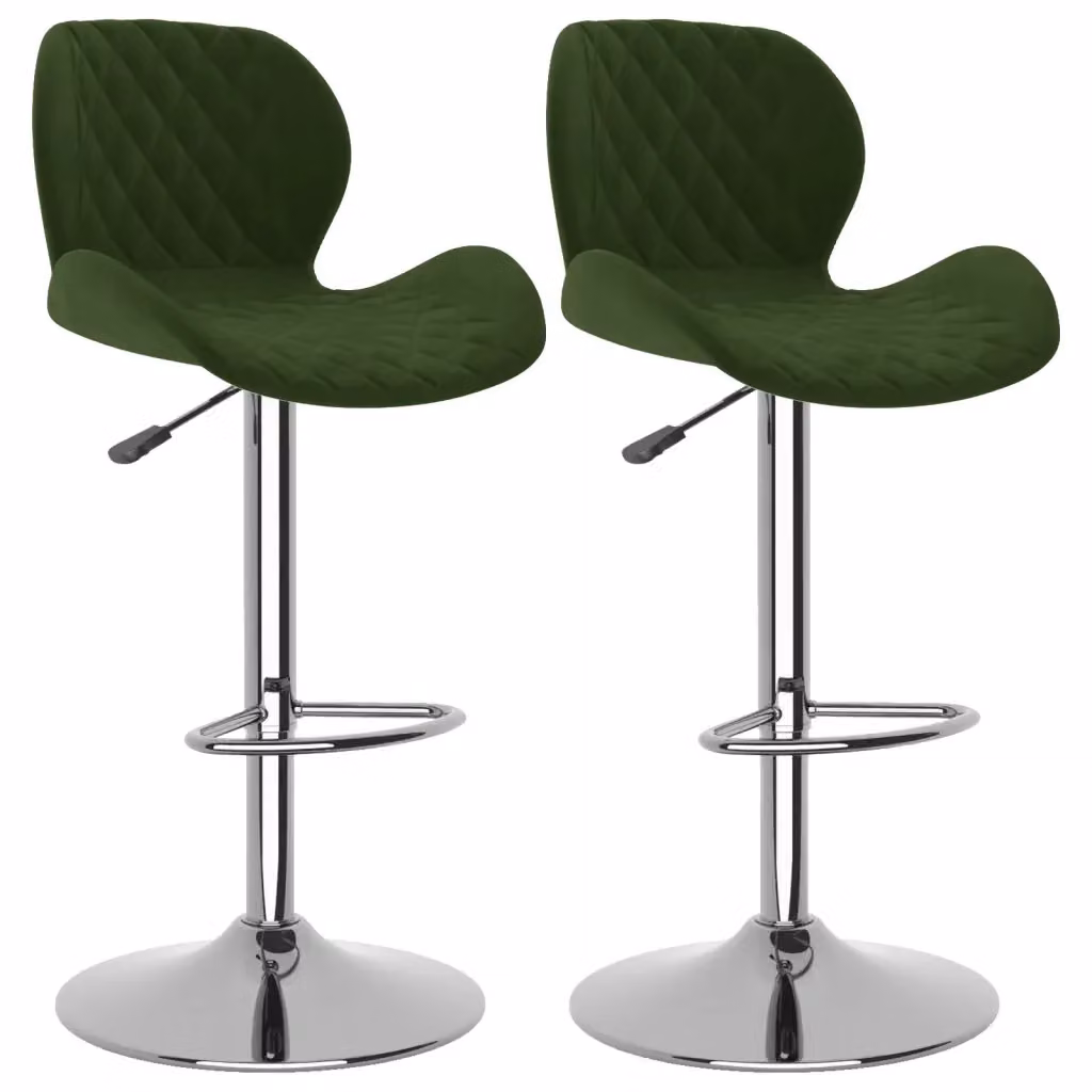 Set di 2 sgabelli da bar vidaXL in velluto verde con seduta girevole a 360 gradi – 2