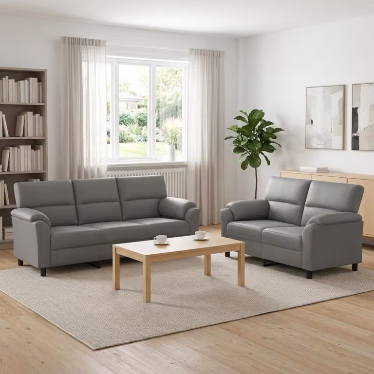 Set di 2 divani moderni vidaXL in velluto grigio con struttura in metallo per soggiorno