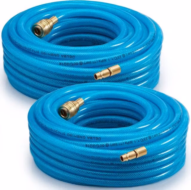 Set di 2 tubi per aria compressa Deuba da 15 m con attacco rapido, colore blu