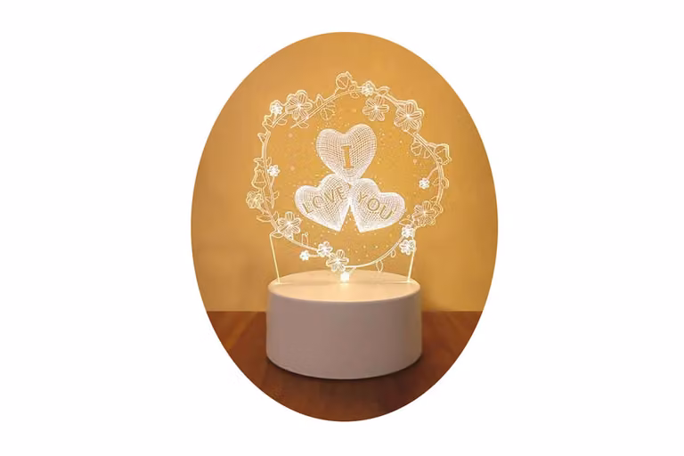 Lampada da notte originale in 3D - Fiore e cuore