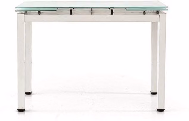 Tavolo da pranzo allungabile moderno Mobili 2G con piano in vetro bianco L: 110 cm, P: 70 cm, H: 76 cm