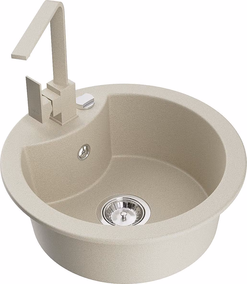 Mexen Diego lavello in granito 1 vasca con miscelatore da cucina Rita, beige - 6512-69-670300-69