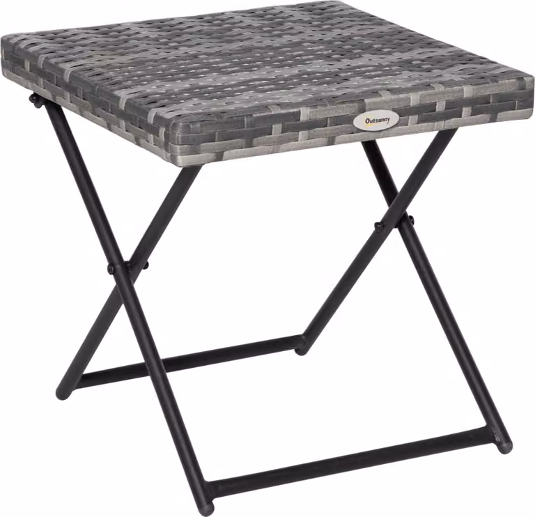 Tavolino pieghevole in polyrattan, tavolino da caffè, vassoio, tavolino da balcone, tavolo da giardino, tavolino da tè, mobili da giardino, tavolo in rattan da giardino, 40x40x40 cm