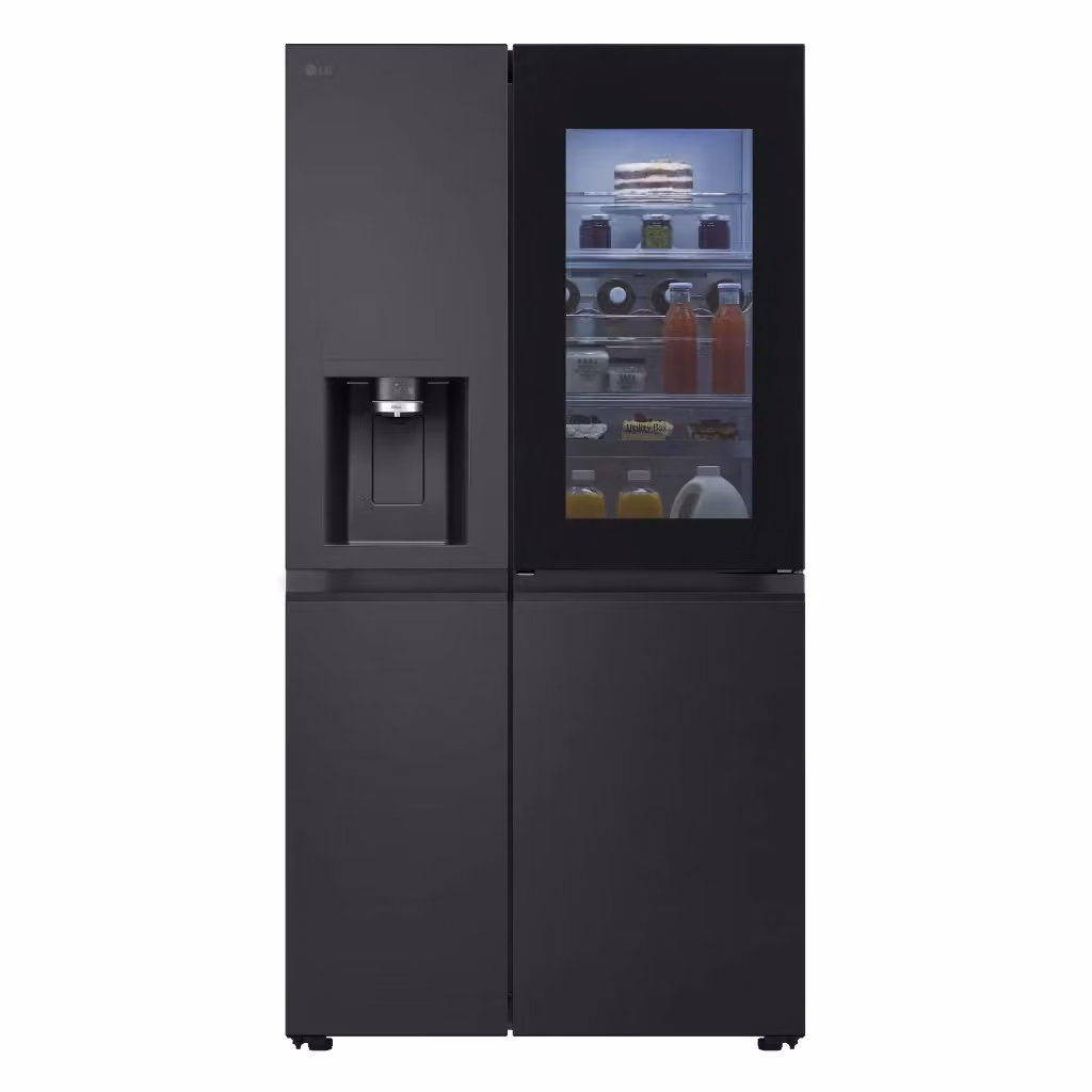 Frigorifero americano LG GSXE91EVAD InstaView Side-by-Side Black Steel, Capacità netta 628 l, No Frost, con Dispenser acqua e ghiaccio, Wi-Fi, L 91,3 cm A 179 cm P 73,5 cm – 2