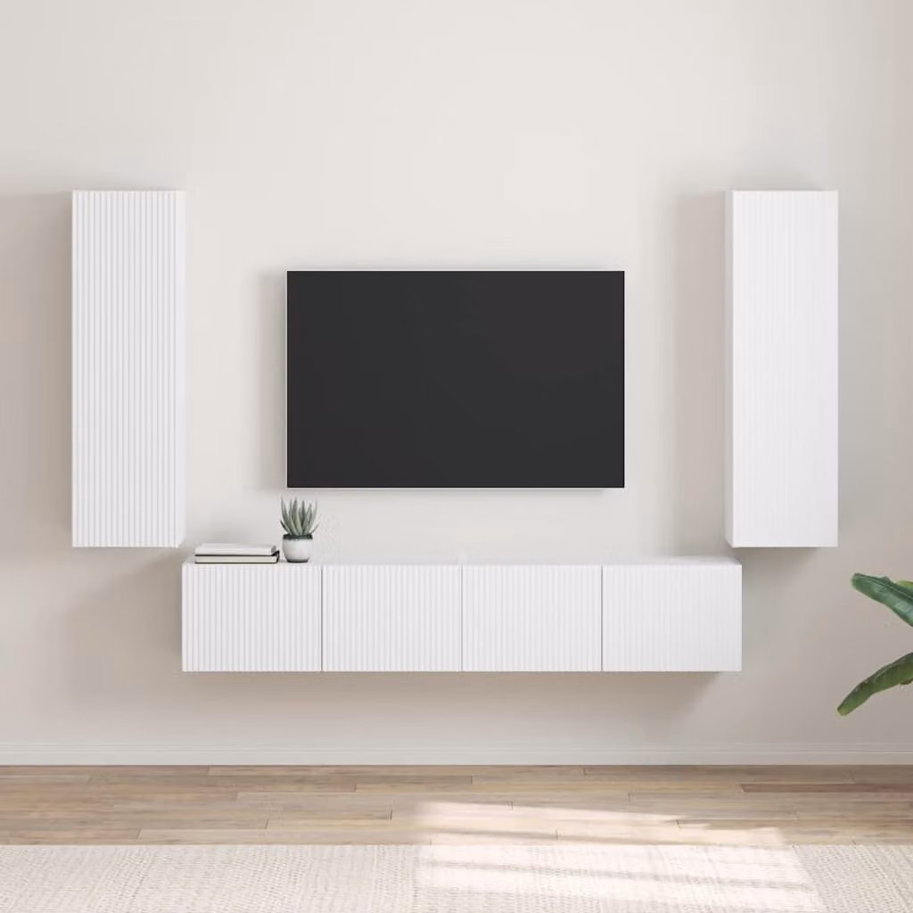 Set di 2 mobili TV da parete vidaXL in legno MDF bianco opaco con design moderno