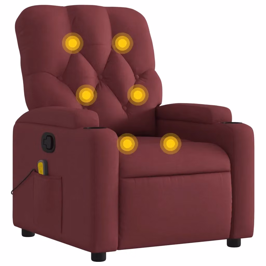 Poltrona Reclinabile Relax vidaXL in Tessuto Rosso con Braccioli – 2
