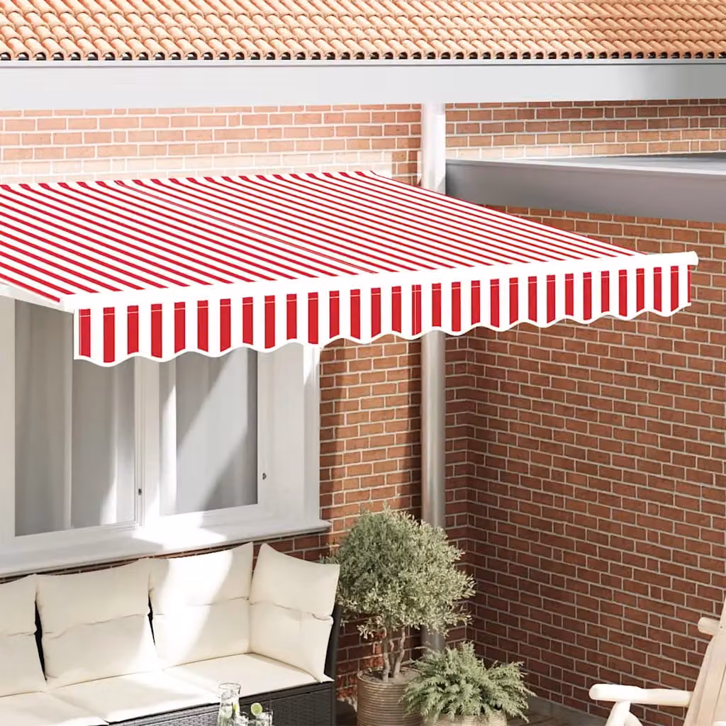 Mantovana di ricambio per tenda parasole vidaXL in poliestere a strisce rosse e bianche, Lunghezza: 235 cm