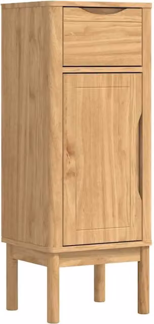 Mobiletto da bagno moderno HELLOSHOP26 in pino massello marrone con ripiani interni e ante a battente L/P/H: 30 x 30 x 90 cm – 1