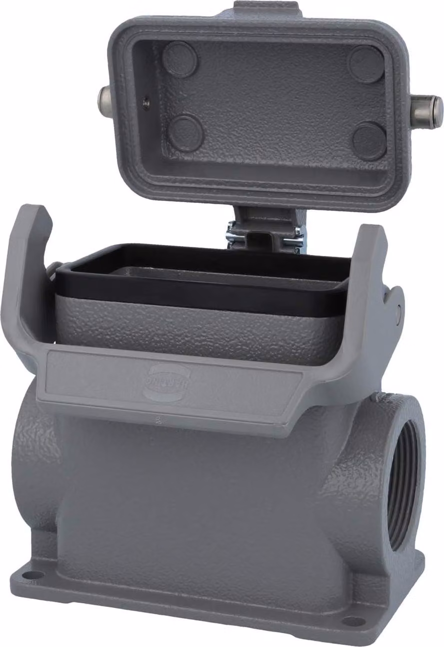 HARTING Han 10B Base alta, 2xM32 uscita cavo laterale, con 1 staffa longitudinale con cappuccio protettivo in metallo - 1 pezzo